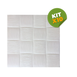 Kit x 10 Revestimientos autodhesivos 3d - Cuadrados blancos 