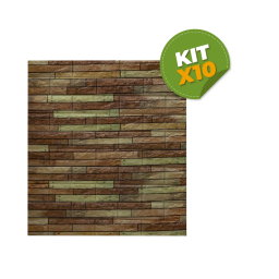 Kit x 10 Revestimientos autodhesivos 3d Listones de madera
