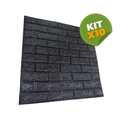 Kit x 10 Revestimientos autodhesivos 3d Ladrillo Negro - Pared wallpaper papel tapiz 