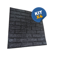 Kit x 4 Revestimientos autodhesivos 3d Ladrillo Negro - Pared wallpaper papel tapiz 
