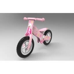 Bicicleta de Madera - Nia con fondo rosa