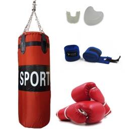 Bolsa de boxeo con relleno, cadenas y kit de proteccin