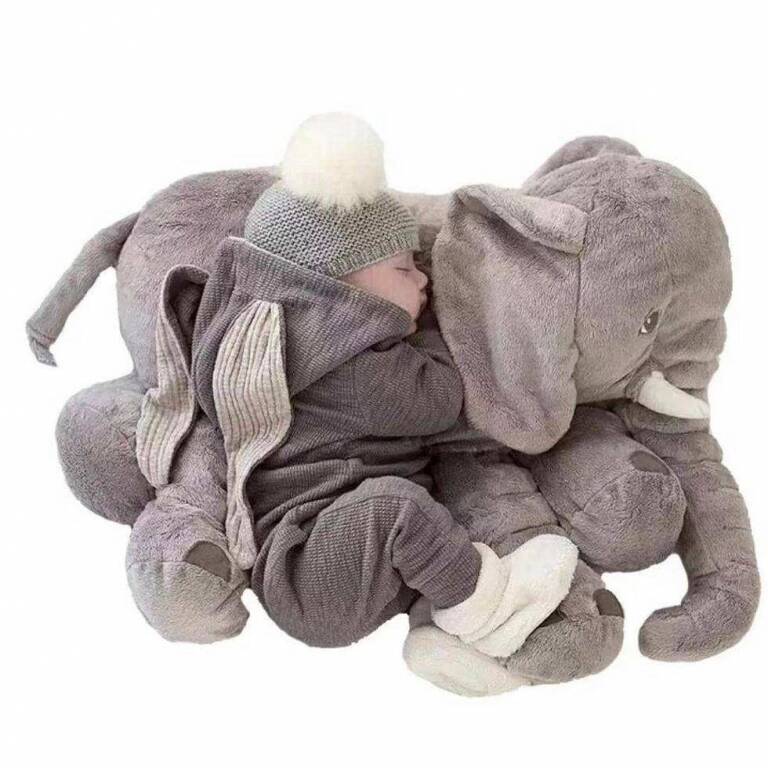 Almohadon elefante gris - peluche almohada de apego