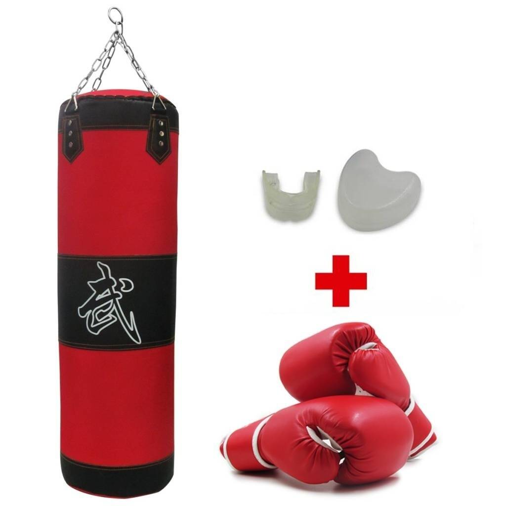 Bolsa de boxeo con relleno, cadenas y kit de protección Fitness