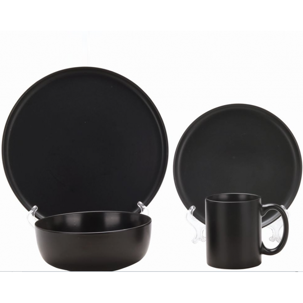 Juego de 24 platos negros - vajilla ceramica Hogar Cocina